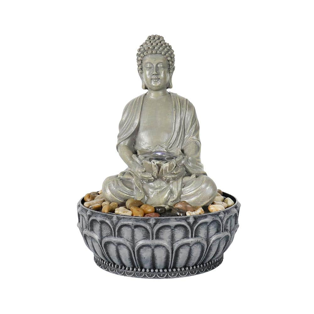 Watnature 11.4 in. Resin Buddha Fountain, Buddha Tabletop Water ...