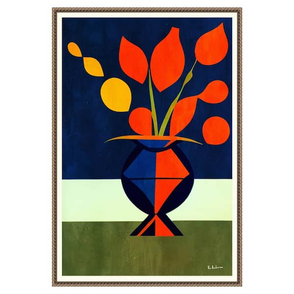 Amanti Art "Les Fleurs Magnifiques" by Bo Anderson 1-Piece Floater Frame Giclee Abstract Canvas Art Print 33 in. x 23 in.