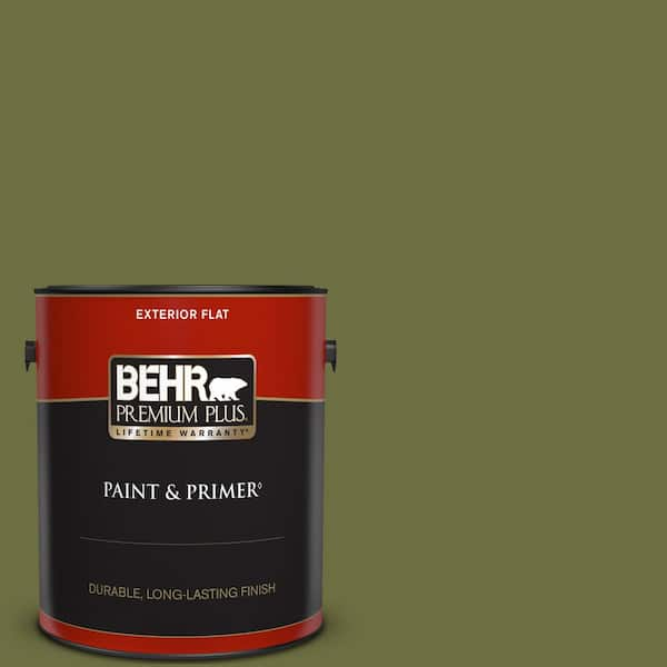 BEHR PREMIUM PLUS 1 gal. #400D-7 Jungle Trail Flat Exterior Paint & Primer