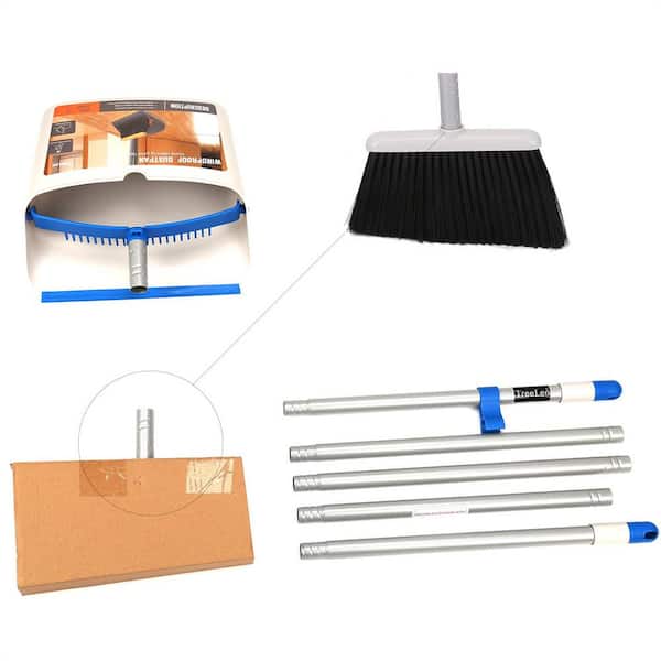 52 in. Blue Long Handle Standing Broom and Dustpan Set NY5288V