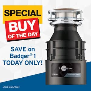 Badger 1, 1/3 HP Continuous Feed Kitchen Garbage Disposal, Standard Series