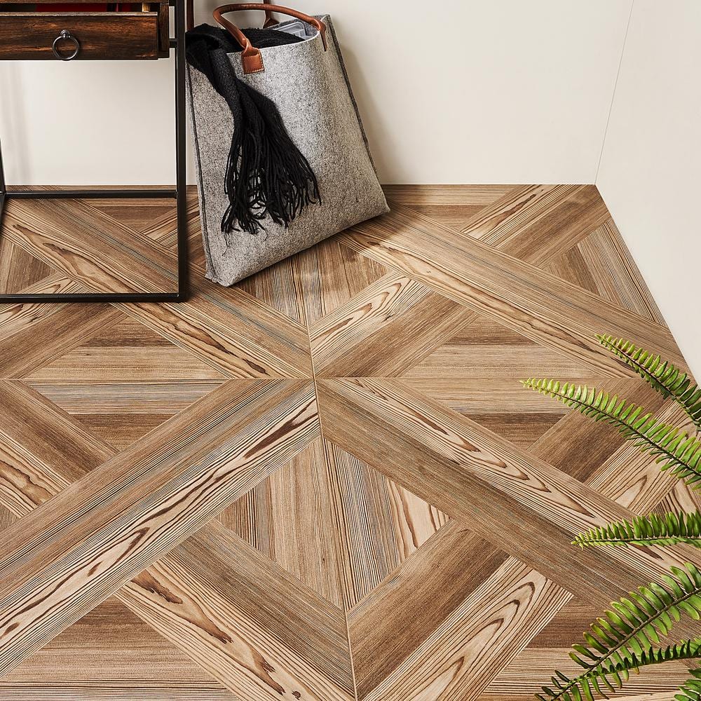 Evergreen 24" x 24" Brown Matte Porcelain Wood Look Tile