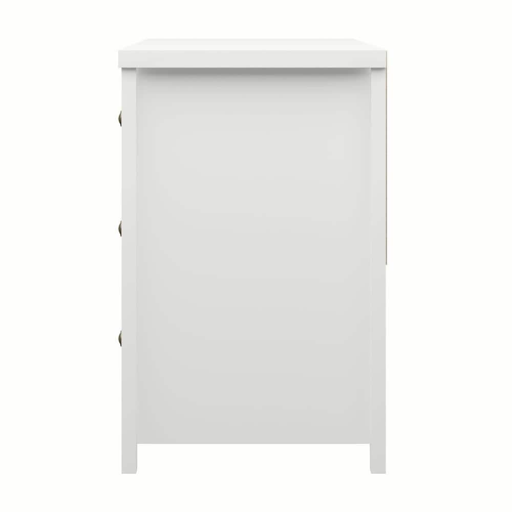 Harmony Coastal 6-Drawer Matte White Dresser with Metal Pulls
