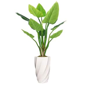Vintage Home Artificial Faux Real Touch 6.17 ft. Tall Philodendron Erubescens With Fiberstone Planter