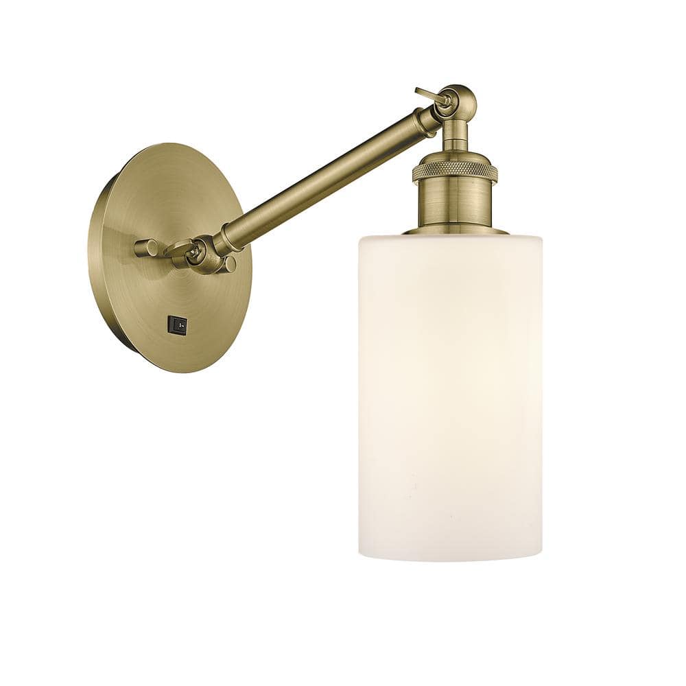 Clymer 1-Light Antique Brass, Matte White Wall Sconce with White Glass Shade price history on PriceWatchPro