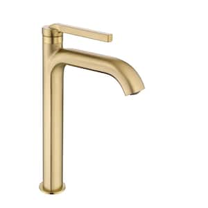 Single Hole Single-Handle Vessel Bathroom Faucet in Brushed Gold