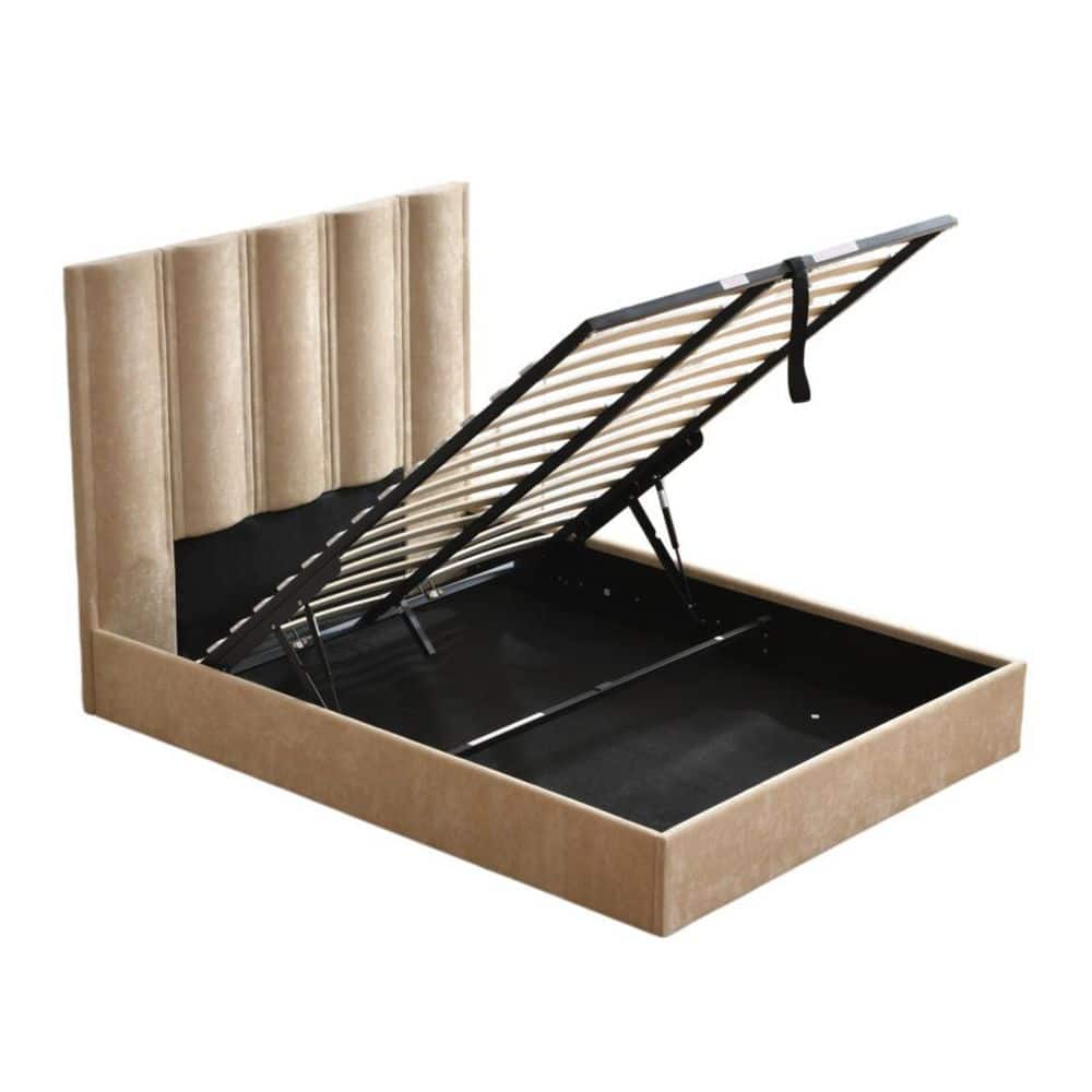 Beige Plywood Frame Queen Size Upholstered Platform Bed with Lift-up Storage Supported by Metal & Wooden Slats price history on PriceWatchPro