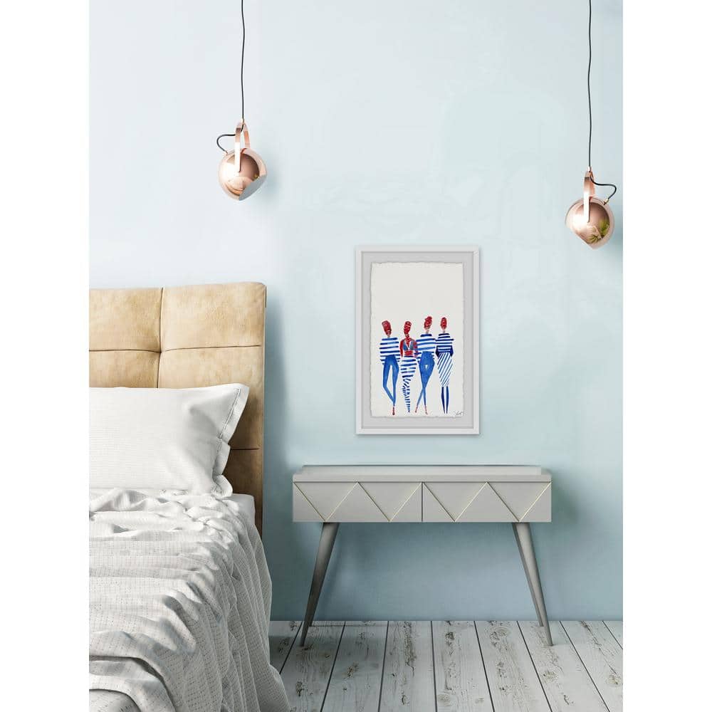 18 in. H x 12 in. W Blue Stripes by Marmont Hill Framed Wall Art