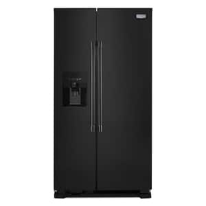 25 cu. ft. Side by Side Refrigerator in Black with Exterior Ice and Water Dispenser
