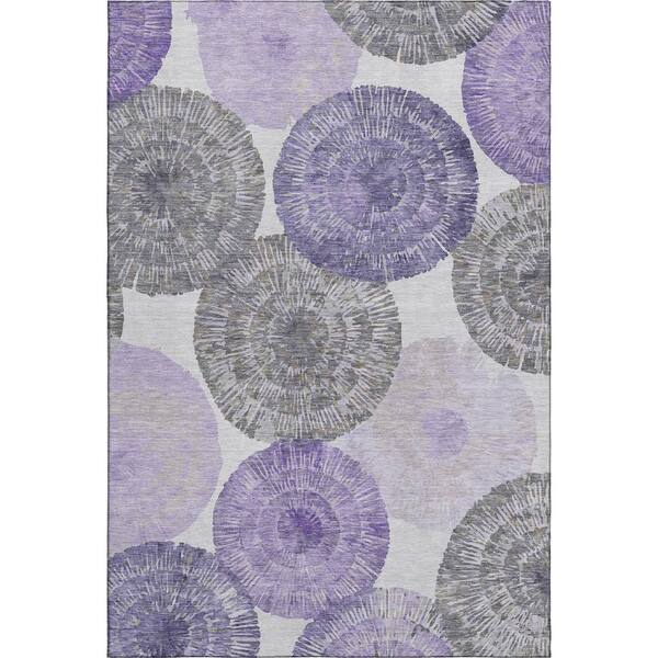 Mayfield Premium Machine Washable Abstract AMF2351 Plum 3 ft. x 5 ft. Area Rug