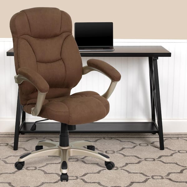 Jessie Fabric High Back Ergonomic Executive Chair in Brown Microfiber with Arms