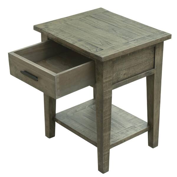 Andmakers Ashford 16 9 In X 20 1 Gray Rectangular Reclaimed Wood End Table With Storage Shelf And Drawer Tw Eg Lt01 La The Home Depot - Reclaimed Wood End Tables With Drawers