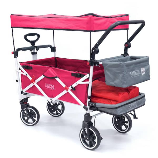 Unbranded 3.4 cu.ft. Metal Folding Garden Cart Titanium Series in Pink