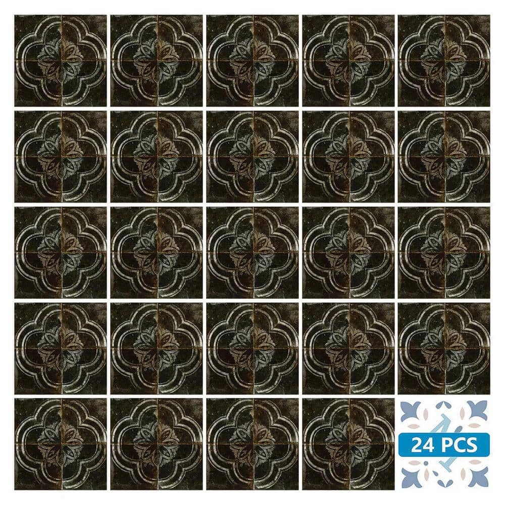 12x12 Black and Gray Vinyl Peel and Stick Mosaic Tile