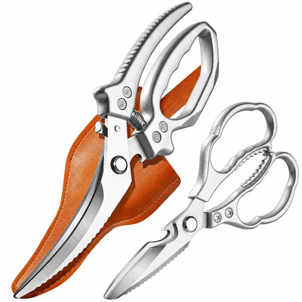 2-Piece Multi-Purpose Stainless Steel Kitchen Shears for Poultry, Food, Chicken Bones, Dishwasher Safe