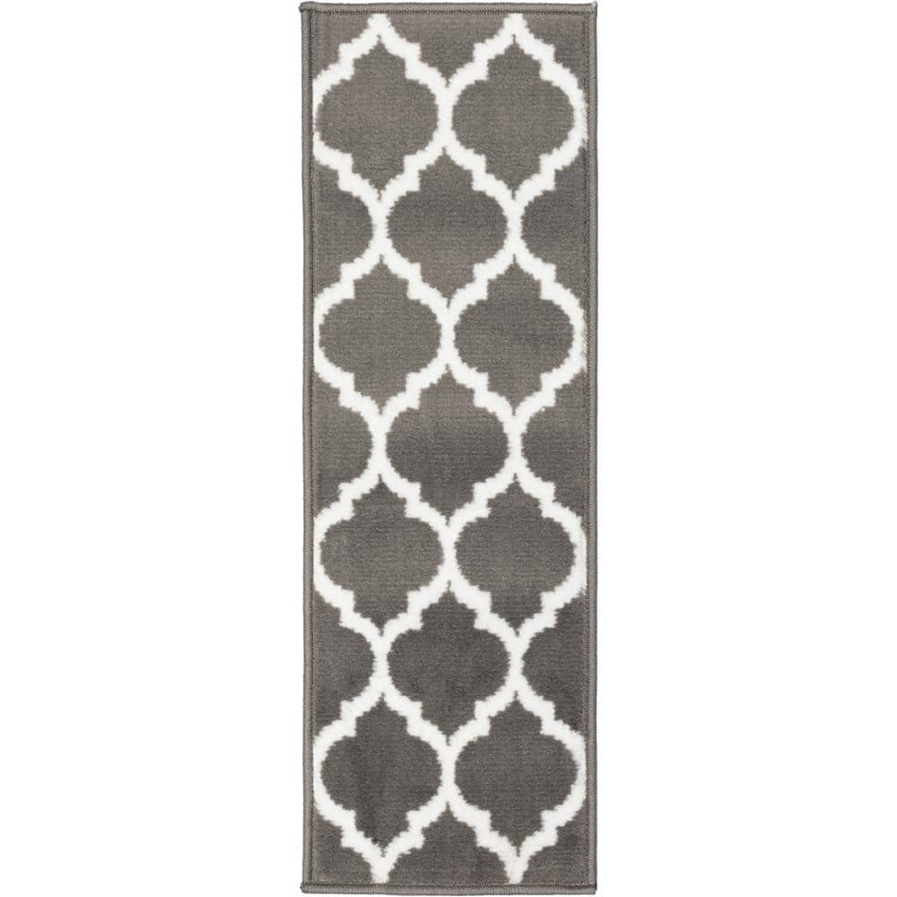 MSRUGS Stair Treads - Trellis Collection Contemporary Soft Cozy and Vibrant Dark Gray Stair Treads - Set of 7