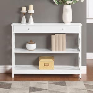 Oxford 40 in. White Standard Rectangle Wood Console Table with 1-Drawer