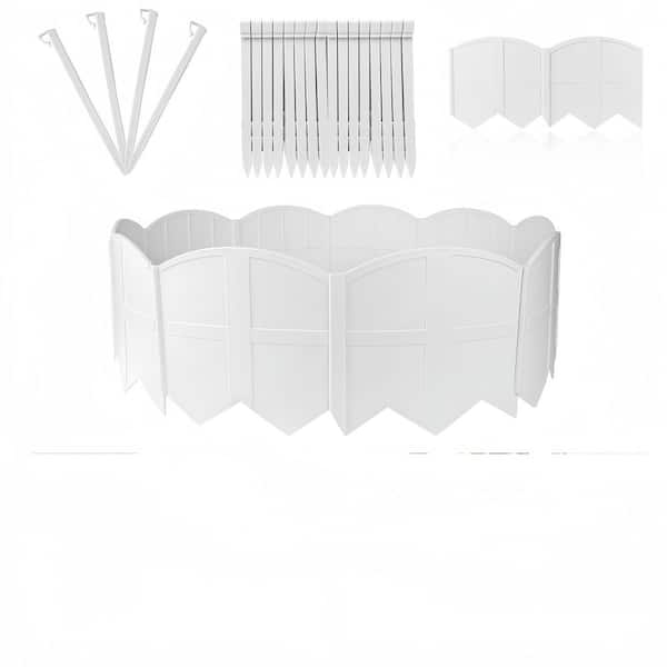 OGETFUUR 5.9 in. L x 12.16 in. W 20-Pieces White Garden Edging Border Landscape Edging with 20Pcs Stakes for Lawn Flower Bed Yard