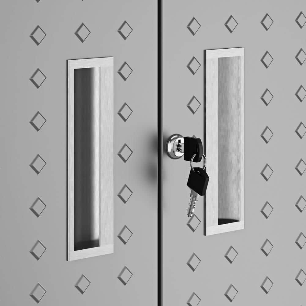 Gray Steel Lockable Wall Cabinet with Adjustable Shelving