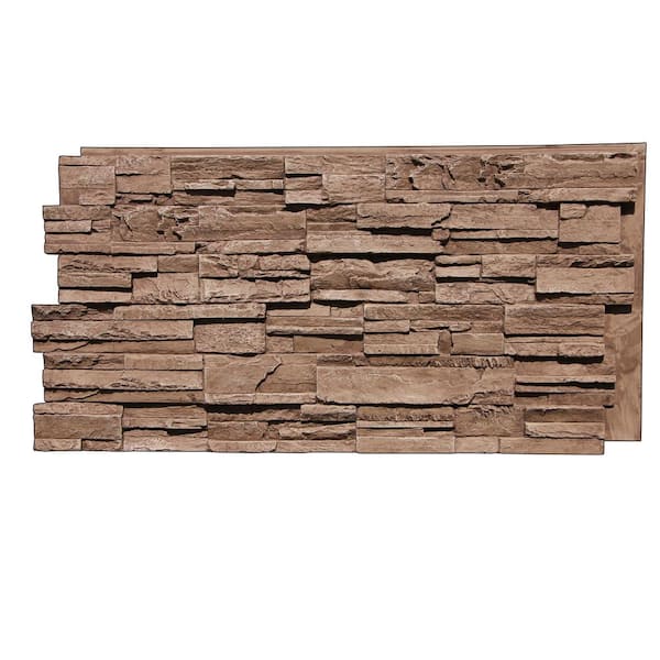 TRITAN BP Earth Valley Faux Stone 48-3/4 in. x 24-3/4 in. Faux Stone Siding Panel Finished Cappuccino Urethane Interlocking Panel