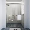 TOOLKISS 46 in. - 48 in. W x 72 in. H Sliding Framed Shower Door in Brushed Nickel with Clear Glass TK19118-4872BN