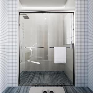 46 in. - 48 in. W x 72 in. H Sliding Framed Shower Door in Brushed Nickel with Clear Glass