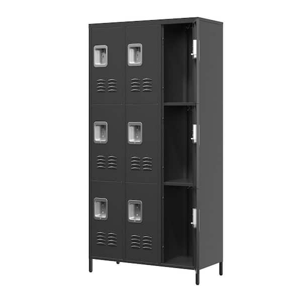 Black 72 in. Metal Lockers for Employees Steel Storage Locker
