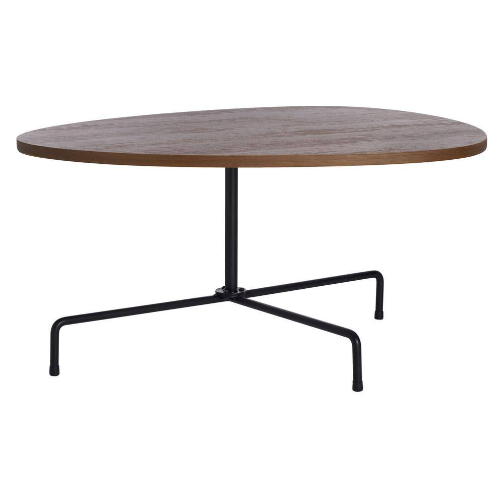 Bauhaus Influence Walnut & Black Metal Tripod Coffee Table