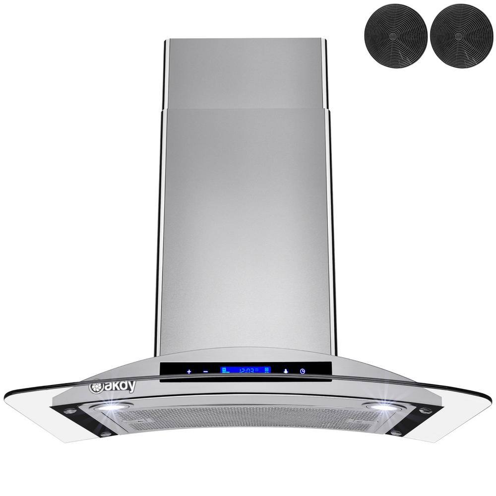 AKDY 30 in. 343 CFM Convertible Kitchen Wall Mount Range Hood in Stainless Steel with Tempered Glass and Touch Controls, Silver