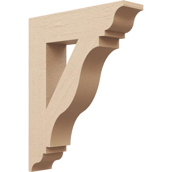 Ekena Millwork 3.5 in. x 20 in. x 16 in. Funston Traditional Rough Cedar Woodgrain Timberthane Polyurethane Bracket, Primed Tan