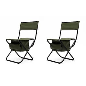 3 Pieces Black Frame Aluminum Outdoor Folding Bistro Set Green Cloth for Outdoor Camping Picnics Beach Backyard