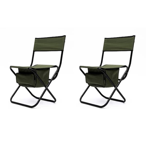 Unbranded 3 Pieces Black Frame Aluminum Outdoor Folding Bistro Set Green Cloth for Outdoor Camping Picnics Beach Backyard