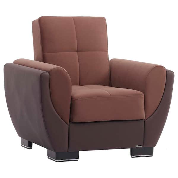 Ottomanson Basics Air Collection Convertible Brown/Chocolate Brown Armchair with Storage