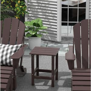 Mason 18 in. Dark Brown Poly Plastic Fade Resistant Outdoor Patio Square Adirondack Side Table