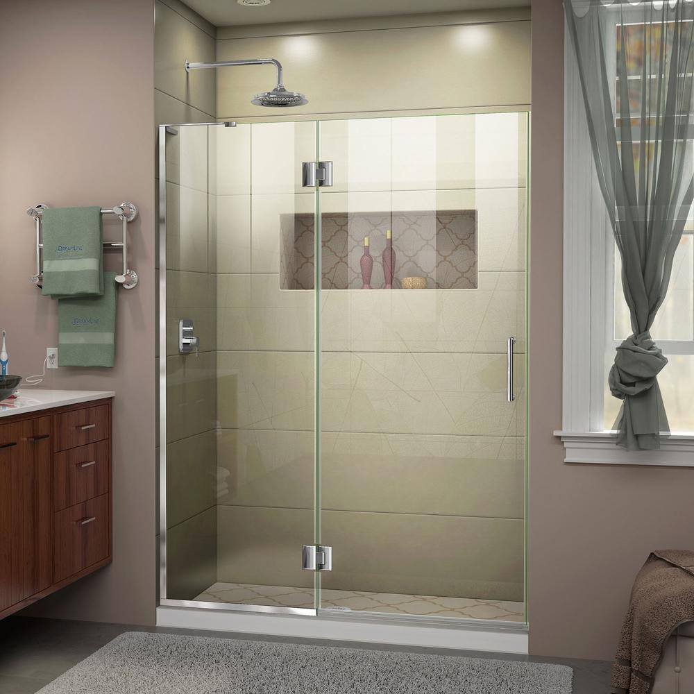 Unidoor-X 53 in. x 72 in. Frameless Hinged Shower Door in Chrome