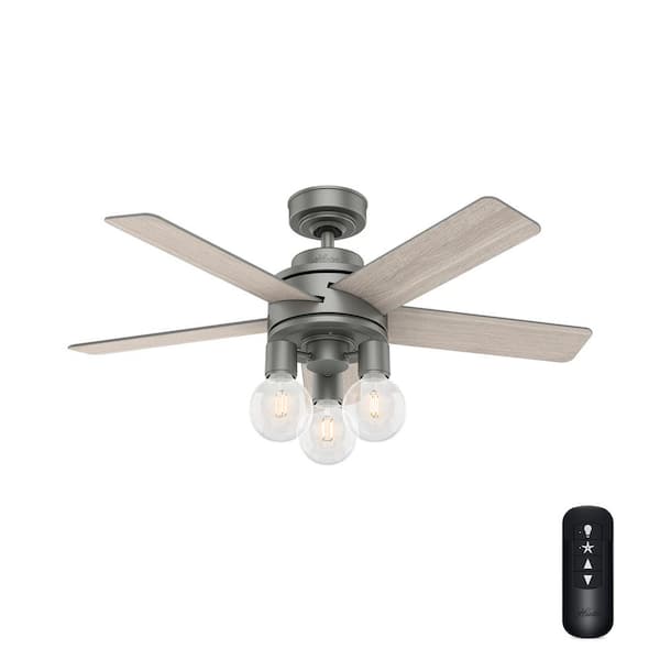 Hunter Hardwick 44 in. Integrated LED Indoor/Outdoor Matte Silver Ceiling Fan with Remote Control