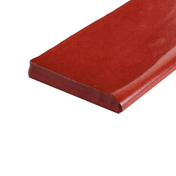 Antic Special Bullnose Red Moon 3 in. x 6 in. Glossy Ceramic Wall Tile Trim