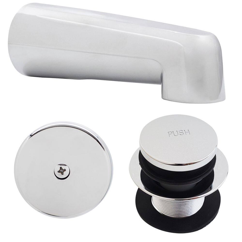Universal Fit 7 in. Wall Mount Tub Spout and Tip-Toe Drain Trim Kit in Polished Chrome price history on PriceWatchPro