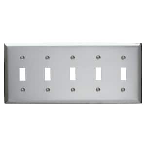 Pass & Seymour 302/304 S/S 5 Gang 5 Toggle Wall Plate, Stainless Steel (1-Pack)