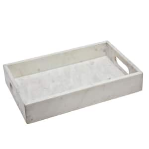 White Rectangle Ceramic 15.9 in. Decorative Serving Tray