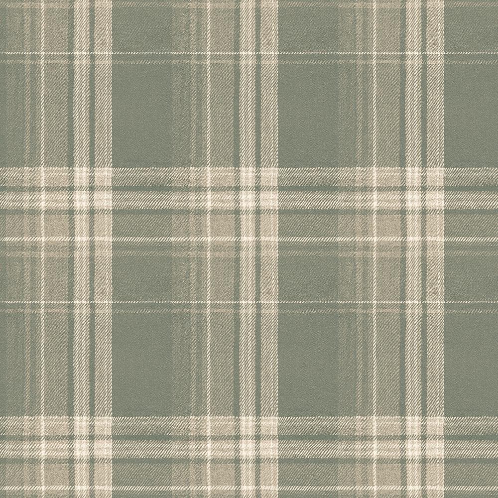 Saranac Sage Flannel Plaid Pre-pasted Wallpaper