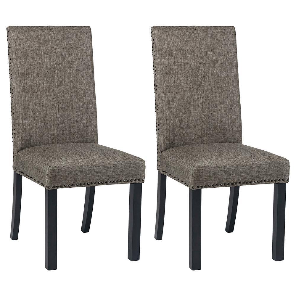 Charcoal Upholstered Parsons Side Chair with Wood Frame