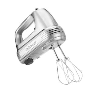 Power Advantage 9-Speed Brushed Chrome Hand Mixer with Recipe Book and Beater, Whisk and Dough Hook Attachments