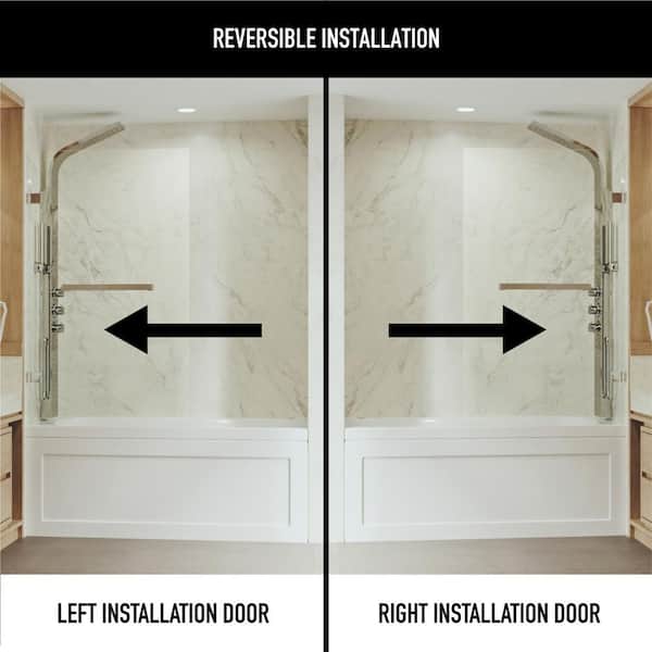 Rialto 34 in. x 58 in. Bathtub Door with .3125 in. Clear Glass and Stainless Steel Hardware Rialto 34 in. x 58 in. Bathtub Door with .3125 in. Clear Glass and Stainless Steel Hardware