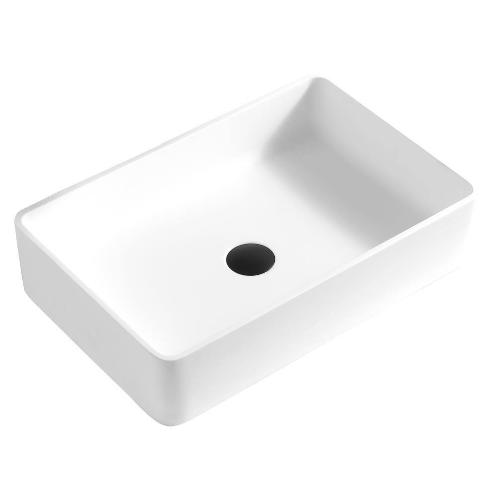 Matte White Acrylic Rectangular Above-Counter Vessel Sink