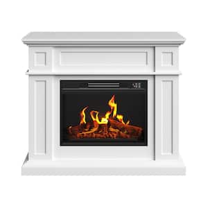 40.9 in. W. Electric Fireplace with Mantel, White