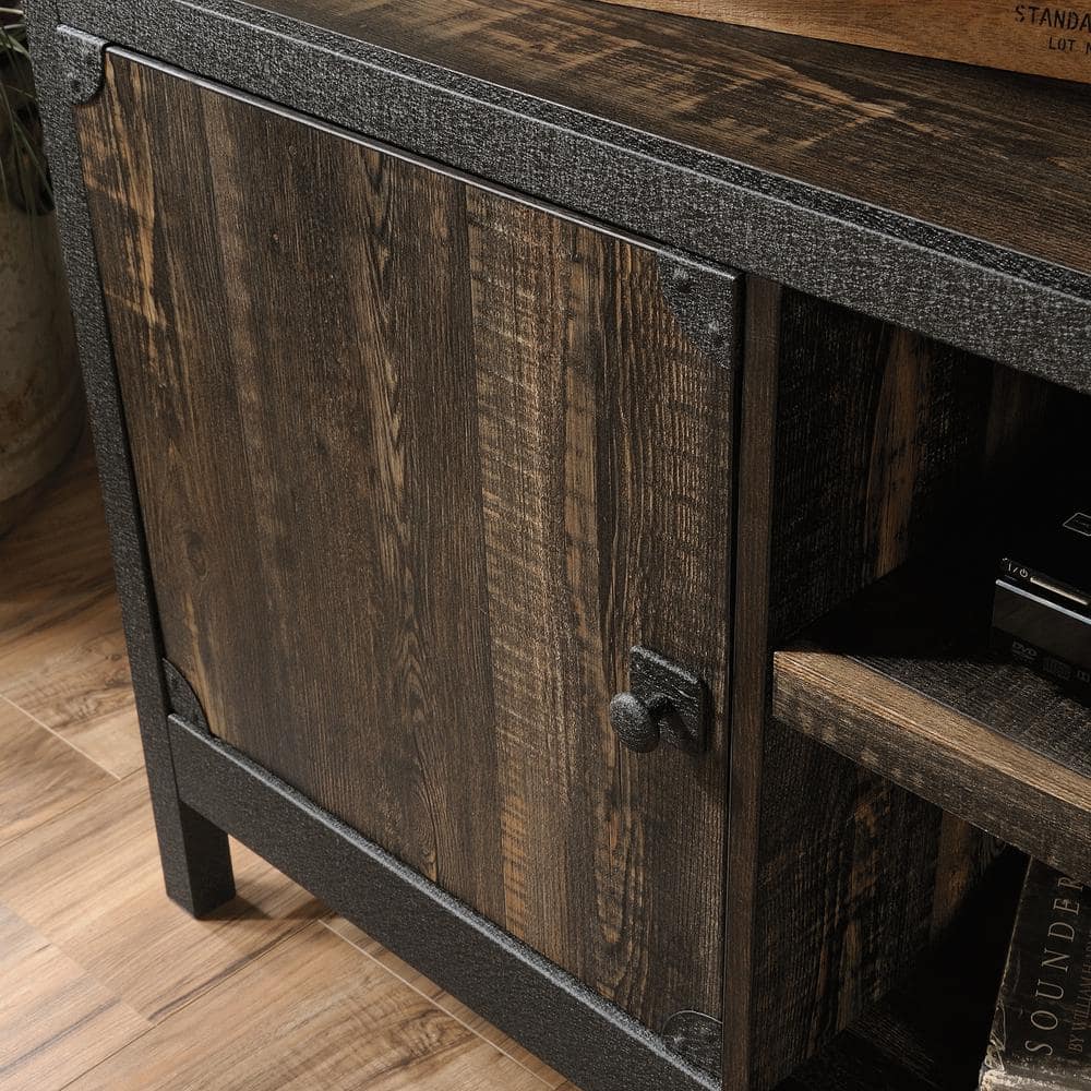 60" Carbon Oak Industrial Metal and Wood Credenza