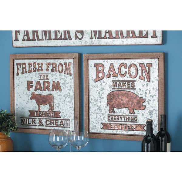 Litton Lane Grey Wood Farmhouse Sign Wall Decor (Set of 2)