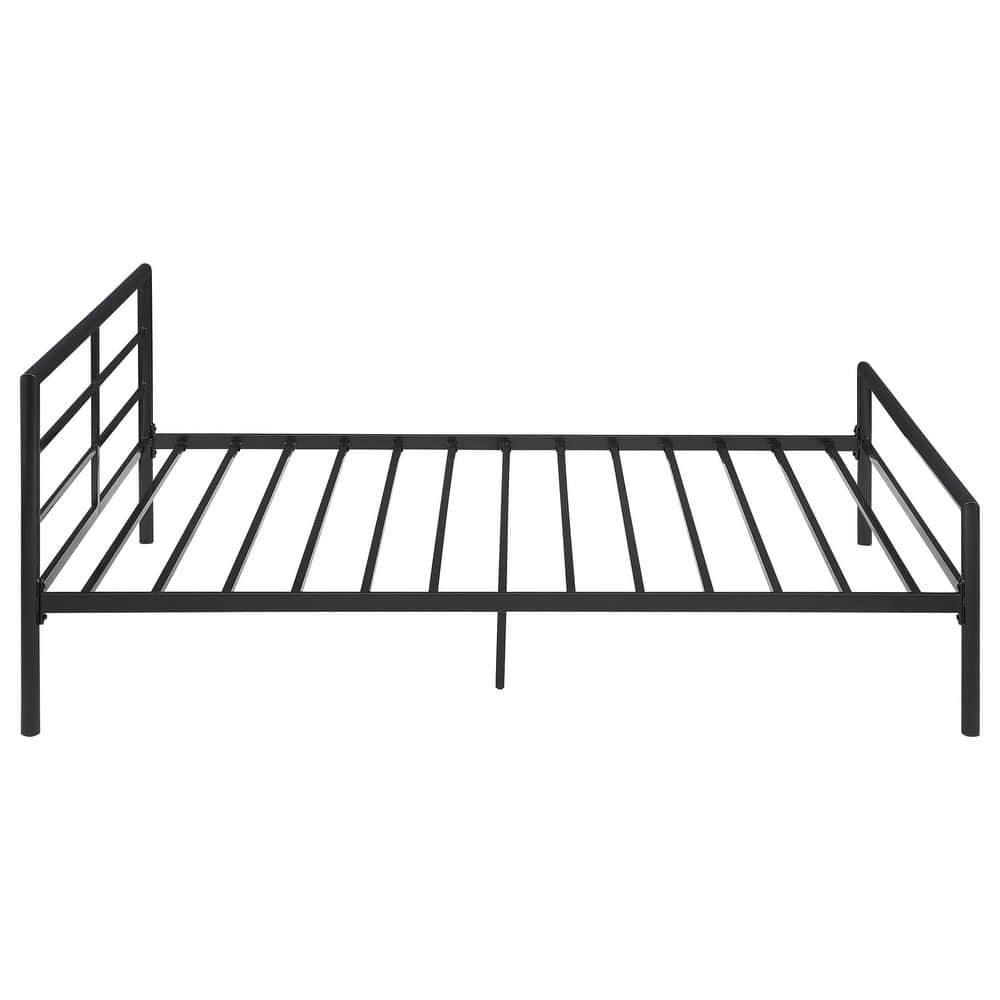 Contemporary Full Metal Bed Frame with Slatted Headboard in Gunmetal