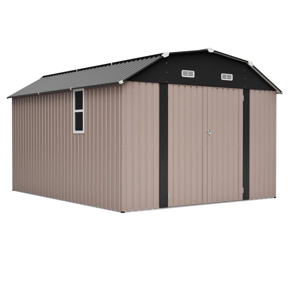 10 ft. W x 12 ft. D Metal Outdoor Storage Shed with Arch Roof Lockable Double Door Window(120 sq. ft. ) in Brown price history on PriceWatchPro